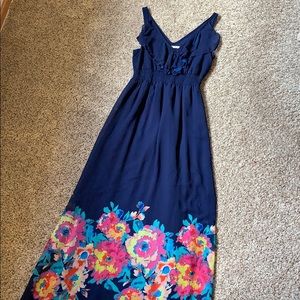 Navy and floral dress
